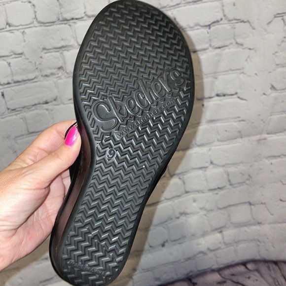 Skechers, black wedge sandals, size 9 - Picture 6 of 7